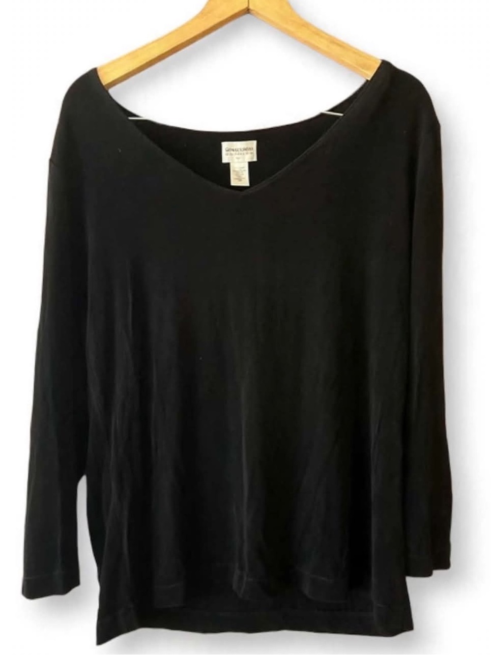 Black Women's Long-Sleeve Scoop Neck Top - Chico